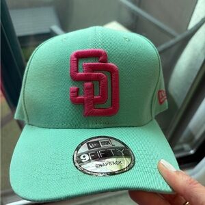 San Diego Padres Baseball Cap Hat—New Era Mint Green Cap with Pink Accents